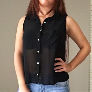 Black Lace See-Through Top
